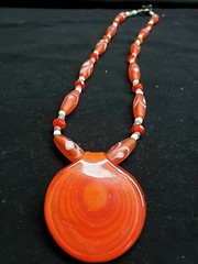 Orange Glass Pendant Necklace Glass Beads Swarovski Crystal Beads Handcrafted