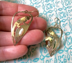 WILD BRYD EARRINGS Lizard Iguana Fresh Water Pearls SIGNED