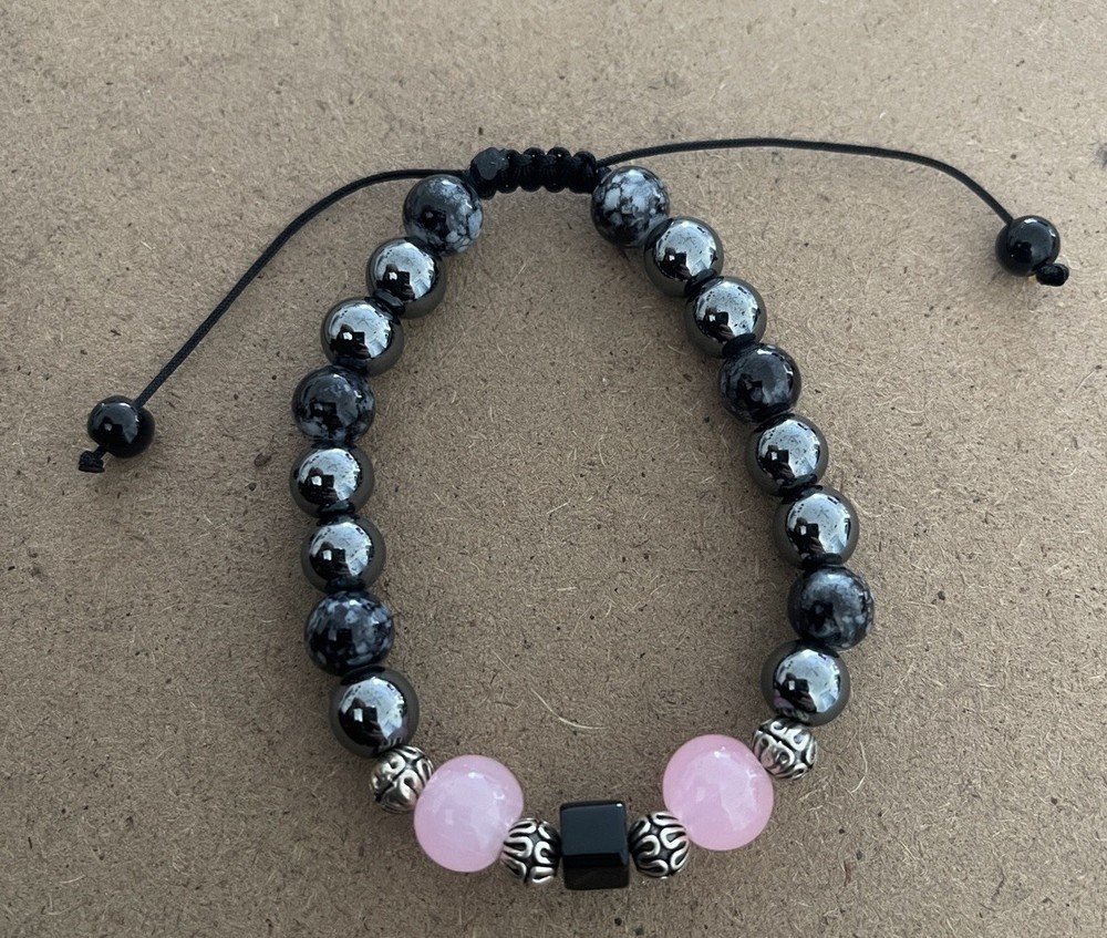 Triple Protection Bracelet with Obsidian, Rose Quartz & Hematite for SUCCESS!