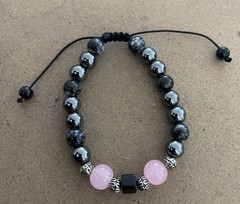 Triple Protection Bracelet with Obsidian, Rose Quartz & Hematite for SUCCESS!