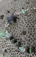 Larvikite stars, rondelle Necklace, Bracelet, Earring Set, HAND MADE