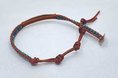 Chan Luu Sterling Silver 925 Turquoise Brown Leather Wrap Bar Bracelet 9.25″