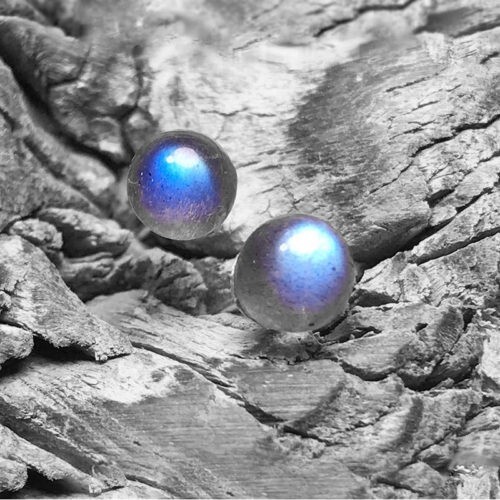 Natural Moonstone 5mm Round Beads Earrings Silver Simple Fine Stud Earring Gift