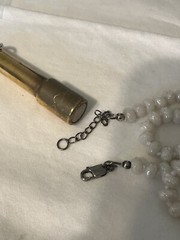 HAND KNOTTED IRREDESCENT WHITE QUARTZ FACETED RONDELLE BEAD NECKLACE 16.25-18”