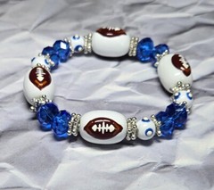 Football Bracelet Sport Jewelry Blue Football Team Color Handmade