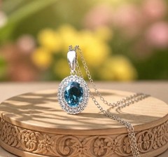 Lab Made London Blue Topaz Pendant | Sterling Silver | December Birthstone