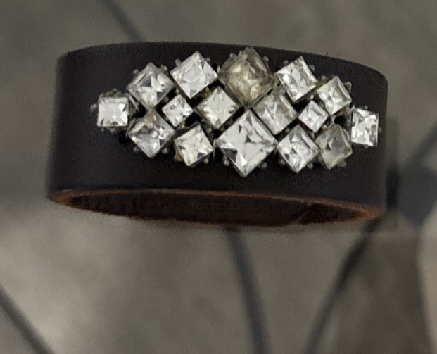 Made In The Deep South Vintage Leather Rhinestones Bracelet Boutique Artisian