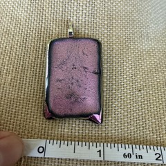 Handcrafted fused dichroic art glass Pendant Pink Iridescent