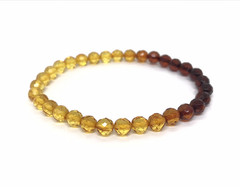 Amber Bracelet Gift FACETED Round Beads Baltic Amber Ombre Rainbow Colorful 8016