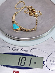 HANDMADE 14k Hammered Texture Chevron Plate Turquoise Cabochon 14.5-17″ Necklace