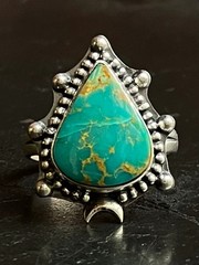Turquoise Tear Drop Ring Size 10.5 | 925 Sterling Silver G274