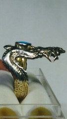 CHARMING NATURAL TURQUOISE IN STERLING SILVER DRAGON RING SIZE 9.0-9.25