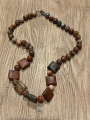 Picasso Jasper Agate Necklace Square And Rounded Beads