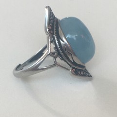 aquamarine ring s925 adjustable to size 6, 7, 8, &9