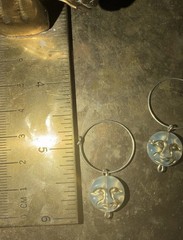 Czech Uranium Glass Man In The Moon Earrings