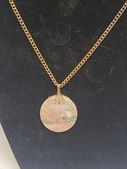Pink Rhodochrosite 1 1/2in pendant With Chain. N41