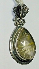 ATTRACTIVE STERLING SILVER PENDANT WITH UNTREATED NATURAL RUTILATED QUARTZ!