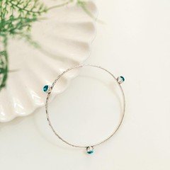 Versatile Handmade Bangle Bracelet with Three Glass Gems – Eco-Conscious Jewelry