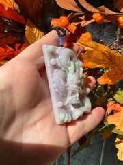 Huge Jadeite Dragon Pendant Necklace Handcrafted USA Seller