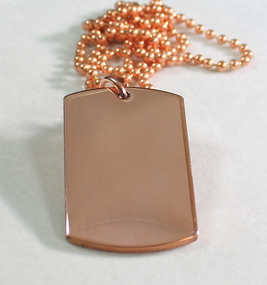 SOLID PURE COPPER HEAVY DUTY POLISHED DOG TAG NECKLACE PENDANT FREE ENGRAVE