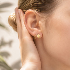 18K Gold Clover Stud Earrings Lucky Charm Waterproof Tarnish Free Dainty