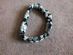 Braided Crocheted Necklace Choker White Gray Black 20″ Long NEW