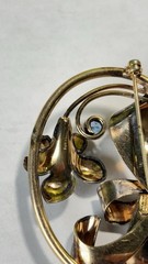Vintage 12k Gold Filled In Sterling Silver Flower Design Brooch-pin