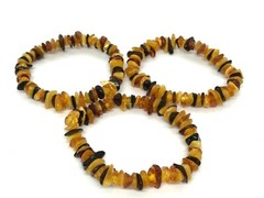 AMBER BRACELET Gift Lot 3 Set Natural BALTIC Amber Elastic Ladies 28,2g 15586