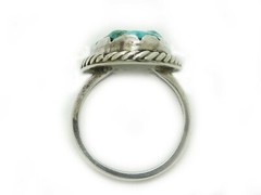 Southwestern Turquoise Nugget Split Shank Ring Sterling Silver Size 6.75