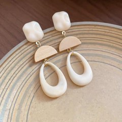 Vintage Hollow Teardrop Semicircle Dangle Drop Statement one size, White