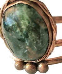 Antique Handmade Seraphinite Solitaire Gemstone Cuff Bracelet Wrap Brass copper