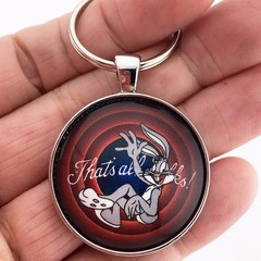 Vintage Bugs Bunny That’s All Folks Looney Tunes Warner Bros. 1.2″ Dia. Keychain