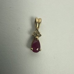 Vintage 14K Yellow Gold Ruby Charm Pendant 0.36g Signed B&M