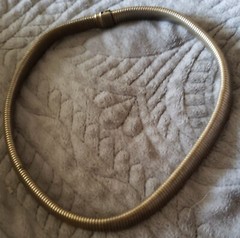 Gaspipe Choker Mid century modern Goldtone 15 1/2 Inches Vintage As Is Clasp.