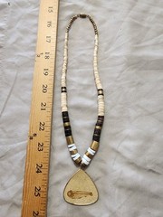 Pueblo Style Heishi Bead Necklace With Fossil Fish Pendant Natural Stone
