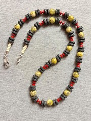 Yellow Jade/Lava Rock/Red Coral/20″/Gemstone Necklace (JLRC-20)