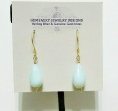 GF Sterling Silver PERUVIAN OPAL Teardrop Gemstone Earrings #2498…Handmade USA