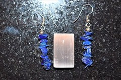 CHARGED Lapis Lazuli Designer Crystal Chip Earrings REIKI Energy! ZENERGY GEMS™