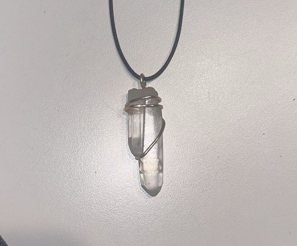 Handmade Himalayan Tibetan quartz Necklace Double Point Gold Record Keeper