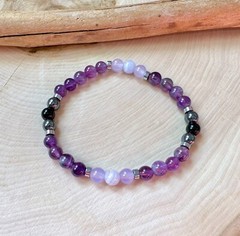 Empath Bracelet, Amethyst Agate, Gemstone, Stress Protection, Emotional Support