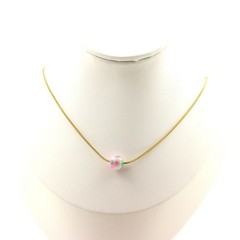 Necklace 1 Pearl Jasper Pink Green 0 5/16in Chain Steel Golden Stainless
