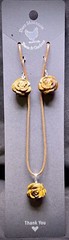 Tigers Eye Carved Rose Necklace Earring Set