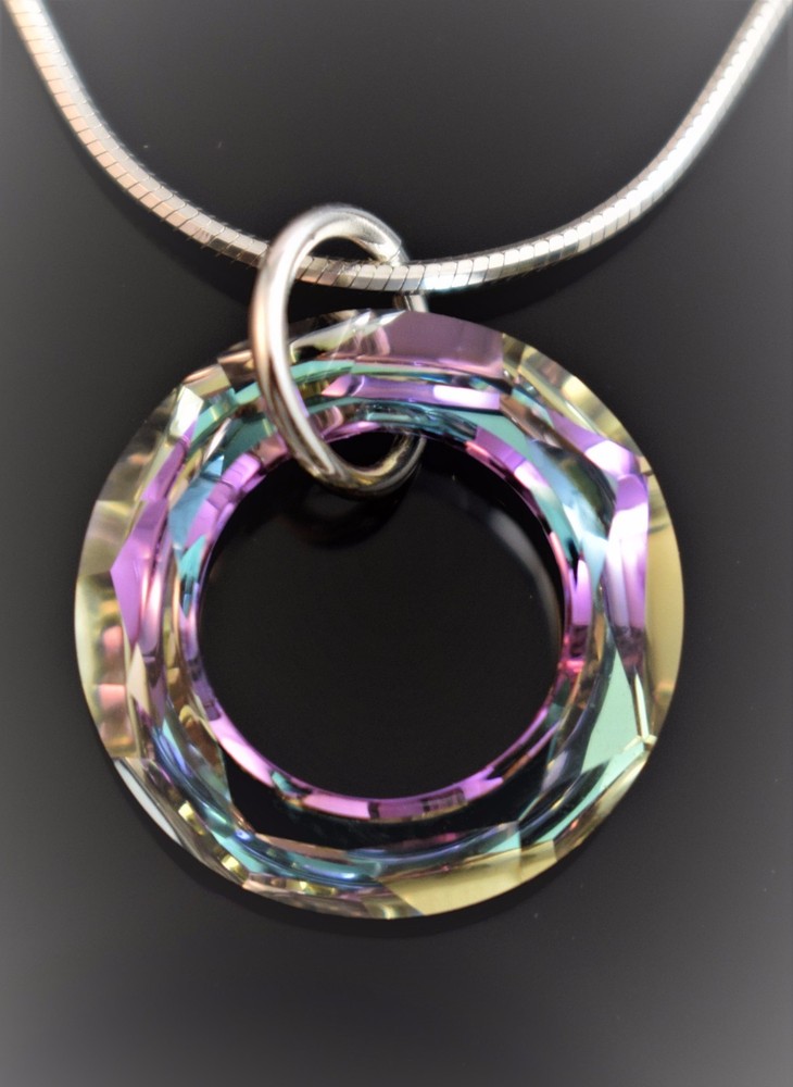 Pendant, Necklace Made w/ 20mm Swarovski Crystal Element. Vitrail Light Colored