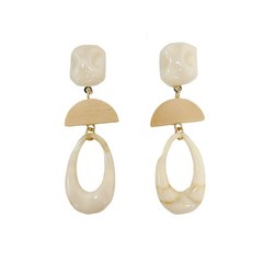 Vintage Hollow Teardrop Semicircle Dangle Drop Statement one size, White