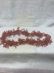 Coral Red Glass Seed Beads Necklace, Handmade Artisan Made 20” Long