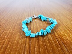 Small 925 STERLING Turquoise Rock Nuggets Strength STRETCH Bracelet Good Health