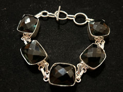 925 Handmade Bracelet with Faceted Clear Blue Stones. 7″ – 8″
