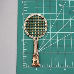 Tennis Raquet Pendant Brooch Pin Tri Tone Artisan Metalwork Sports Athlete