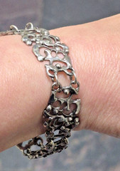 EARLY MARKSZ STERLING SILVER 925 ABSTRACT FREEFORM LINK BRACELET 7.5” VINTAGE