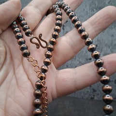 Solid Copper 6mm Navajo Desert Pearl Necklace Oxidized Beads 20-22″ Southwestern